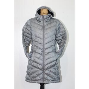 Lole Gray Down Knee Length Lightweight Puffer Packable Hooded Jacket Women’s M